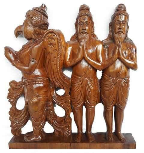 Handcarved wooden Lakshmi sculpture