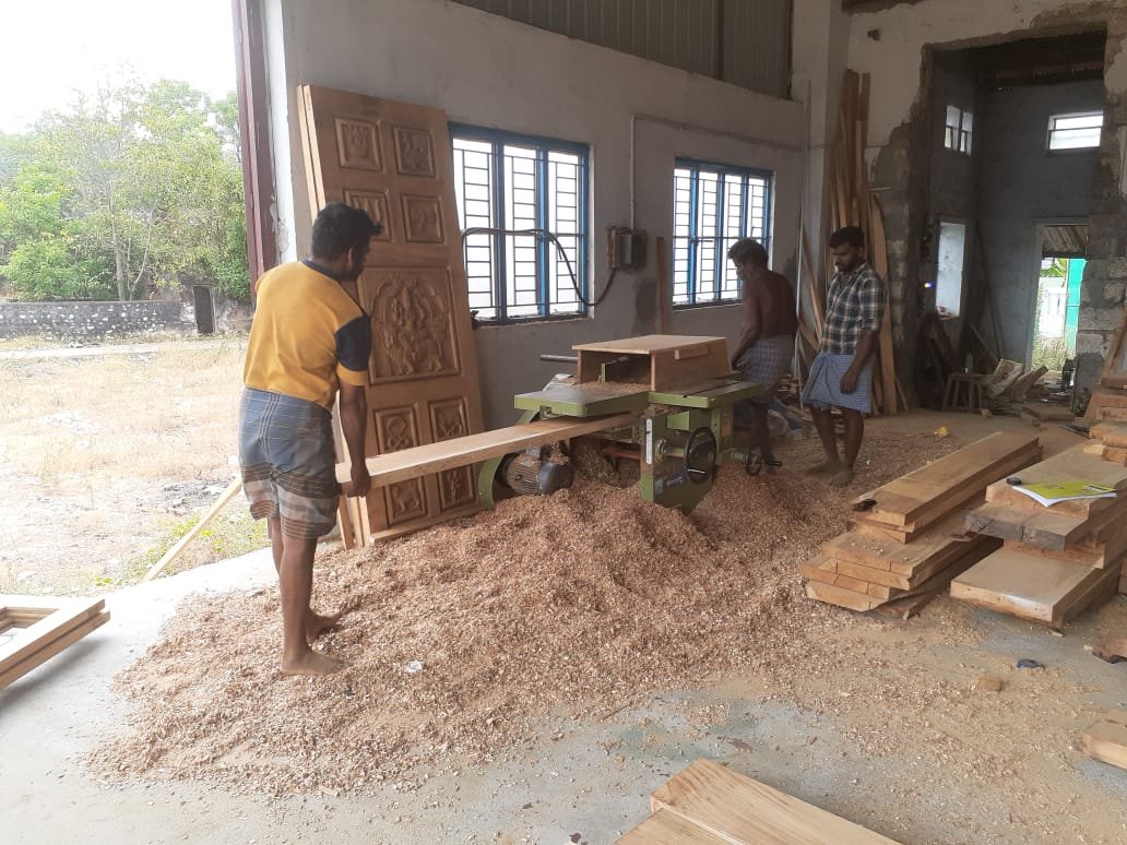 Craftsmen at work in the VA WoodArts wood workshop