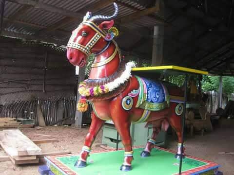 Colourful painted tiger sculpture